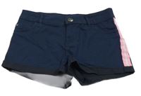 Tmavomodro-růžové kraťasy s pruhem C&A