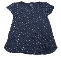 Tmavomodro-bílo-růžové puntíkaté tričko Topolino