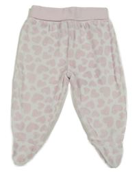 Bílo-světlerůžové sametové polodupky se srdíčky 