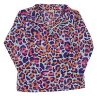 Světlemodro-fialovo-barevná fleecová funkční mikina s leopardím vzorem Mountain Warehouse