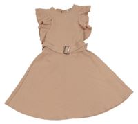 Světlerůžové šaty s volánky a páskem River Island