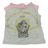 Šedo-růžový top s lenochodem Adidas