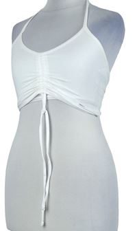 Dámský bílý crop top se stahováním Hollister 