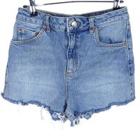 Dámské světlemodré riflové roztřepené mom kraťasy zn. Topshop