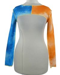 Dámské modro-oranžové žebrované crop triko 