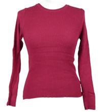 Dámský tmavorůžový žebrovaný lehký svetr zn. Primark 