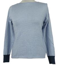 Dámský světlemodrý lehký svetr s tmavomodrým lemem Soulmate