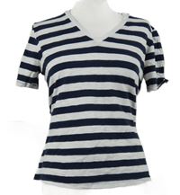 Dámské bílo-tmavomodré pruhované tričko M&S