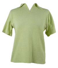 Dámské světlezelené pletené tričko s límečkem 