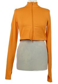 Dámské oranžové žebrované crop propínací sportovní triko H&M