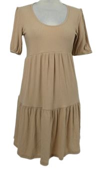 Dámské pudrové žebrované šaty George 