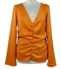 Dámská oranžová řasená halenka H&M