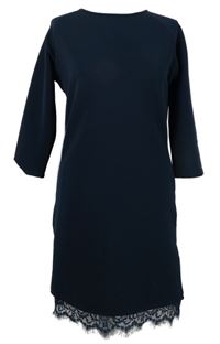 Dámské tmavomodré šaty s krajkou 