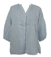 Dámská světlemodro-bílá pruhovaná halenka Selected