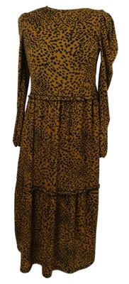 Dámské hořčicovo-černé vzorované midi šaty Topshop 