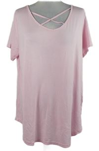 Dámské světlerůžové volné tričko se zkříženým výstřihem 