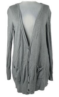 Dámský šedý propínací dlouhý propínací svetr George 