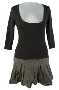 Dámské hnědo-kostkované svetrové šaty BAY 