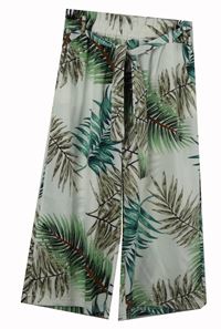 Dámské bílé vzorované culottes kalhoty s páskem 