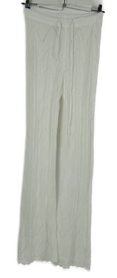 Dámské bílé ažurové pletené kalhoty 