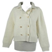 Dámský smetanový huňatý propínací crop svetr H&M