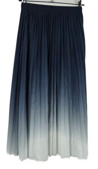 Dámská tmavomodro-bílá ombré plisovaná midi sukně Shein 