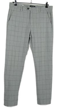 Dámské šedé kostkované slim kalhoty Jack & Jones vel. 31/30