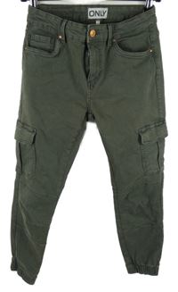 Dámské khaki cargo riflové kalhoty s kapsami Only 