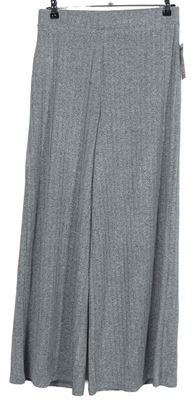 Dámské šedé žebrované pletené palazzo kalhoty Pep&Co