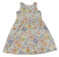 Khaki květinové bavlněné šaty H&M