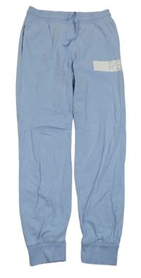 Světlemodro-bílé lehké tepláky s písmeny H&M