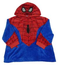 Červeno-modrá chlupatá oversize mikina s kapucí- Spiderman Marvel