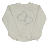 Bílá chlupatá mikina se srdíčky kids