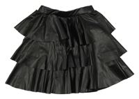 Černá volánková koženková sukně OVS