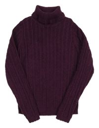 Fialový vzorovaný pletený rolák Next