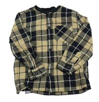 Černo-béžovo-bílá kostkovaná flanelová košile Next