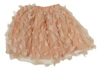 Světlerůžová tylová sukně s motýlky