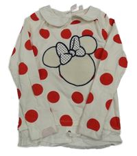Bílá puntíkatá mikina s Minnie Disney