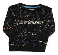 Černá mikina s flíčky a nápisem Next