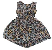 Tmavomodrý květinový kraťasový overal Next