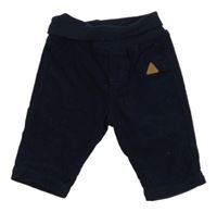 Tmavomodré podšité manšestráky s úpletovým pasem Topomini