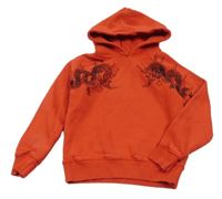 Červená mikina s draky a kapucí River Island