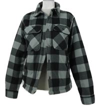 Pánská šedo-černá kostkovaná fleecová zateplená košilová bunda Top Craft