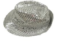 Stříbrný flitrový klobouk s LED světýlky 