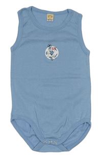 Světlemodré tílkové body s pejskem 