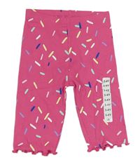 Růžové vzorované žebrované elastické kraťasy zn. Dunnes stores 