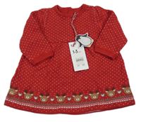 Nové - Červené vzorované pletené šaty se soby Mothercare