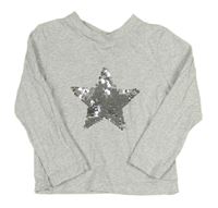 Šedé melírované triko s hvězdou z flitrů Nutmeg