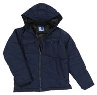 Tmavomodrá šusťáková zimní bunda s kapucí Jack & Jones
