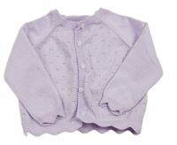 Levandulový propínací svetr s perforovaným vzorem